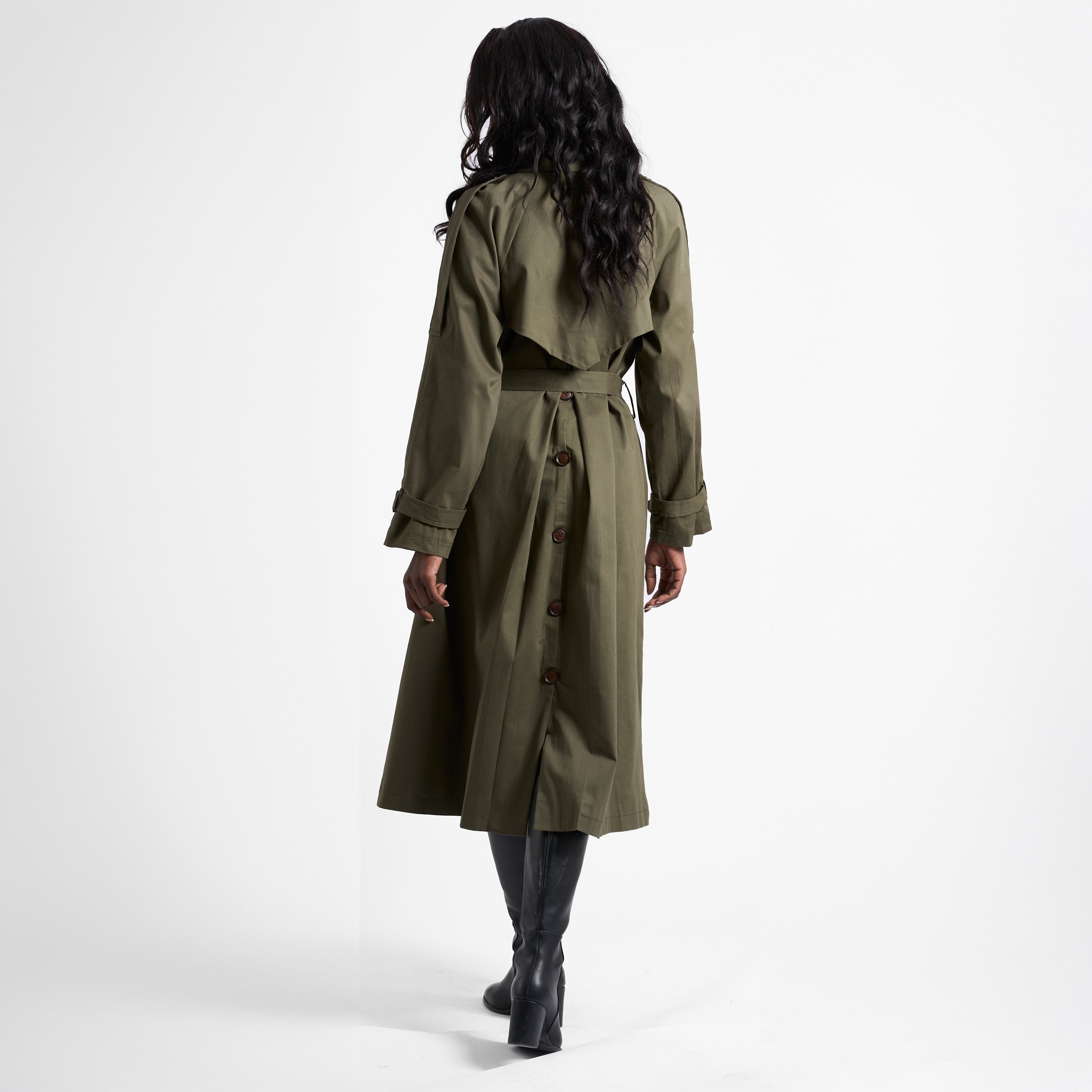 Gabardin Astarlı Trençkot - Haki Yeşil