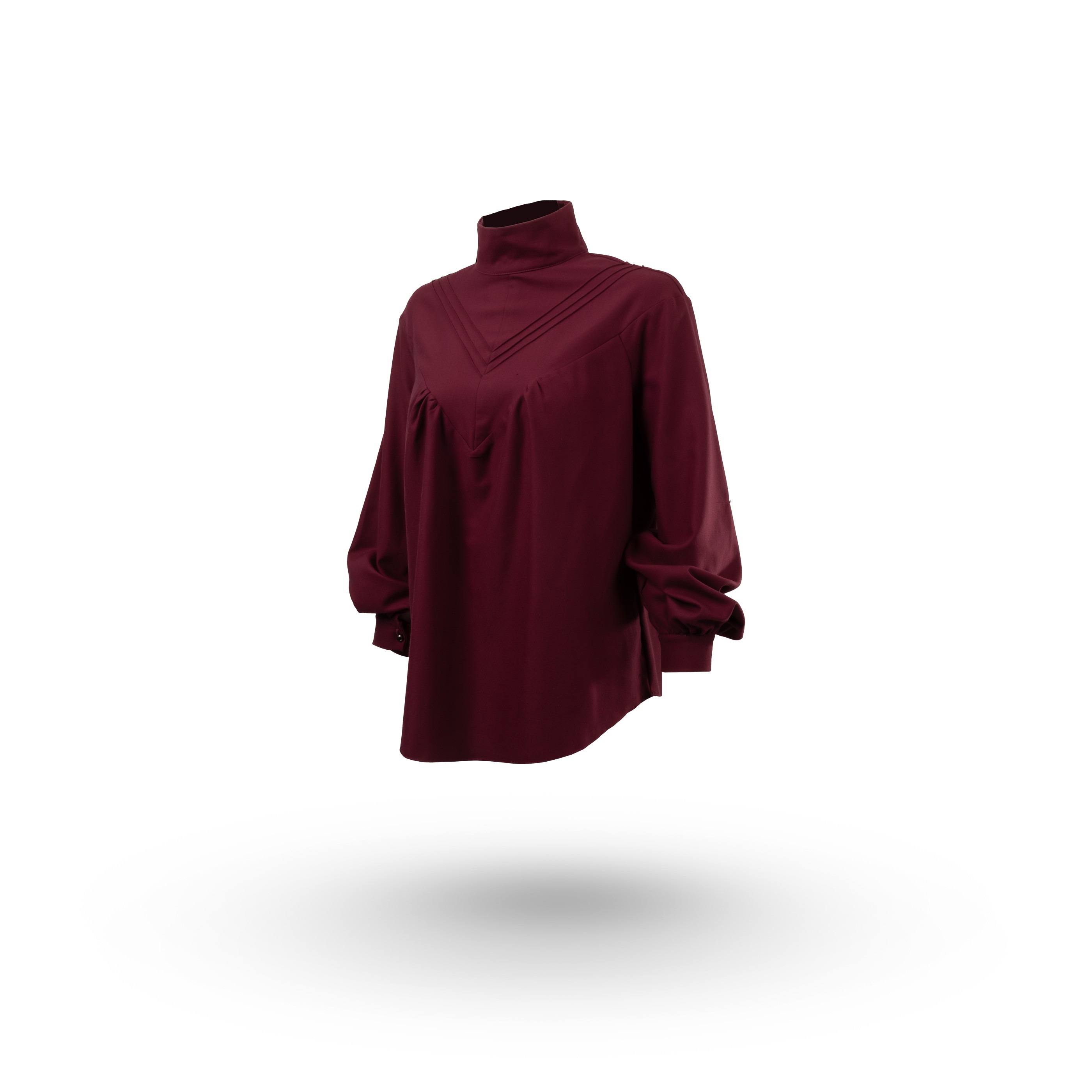 Bordo Dik Yaka Bluz
