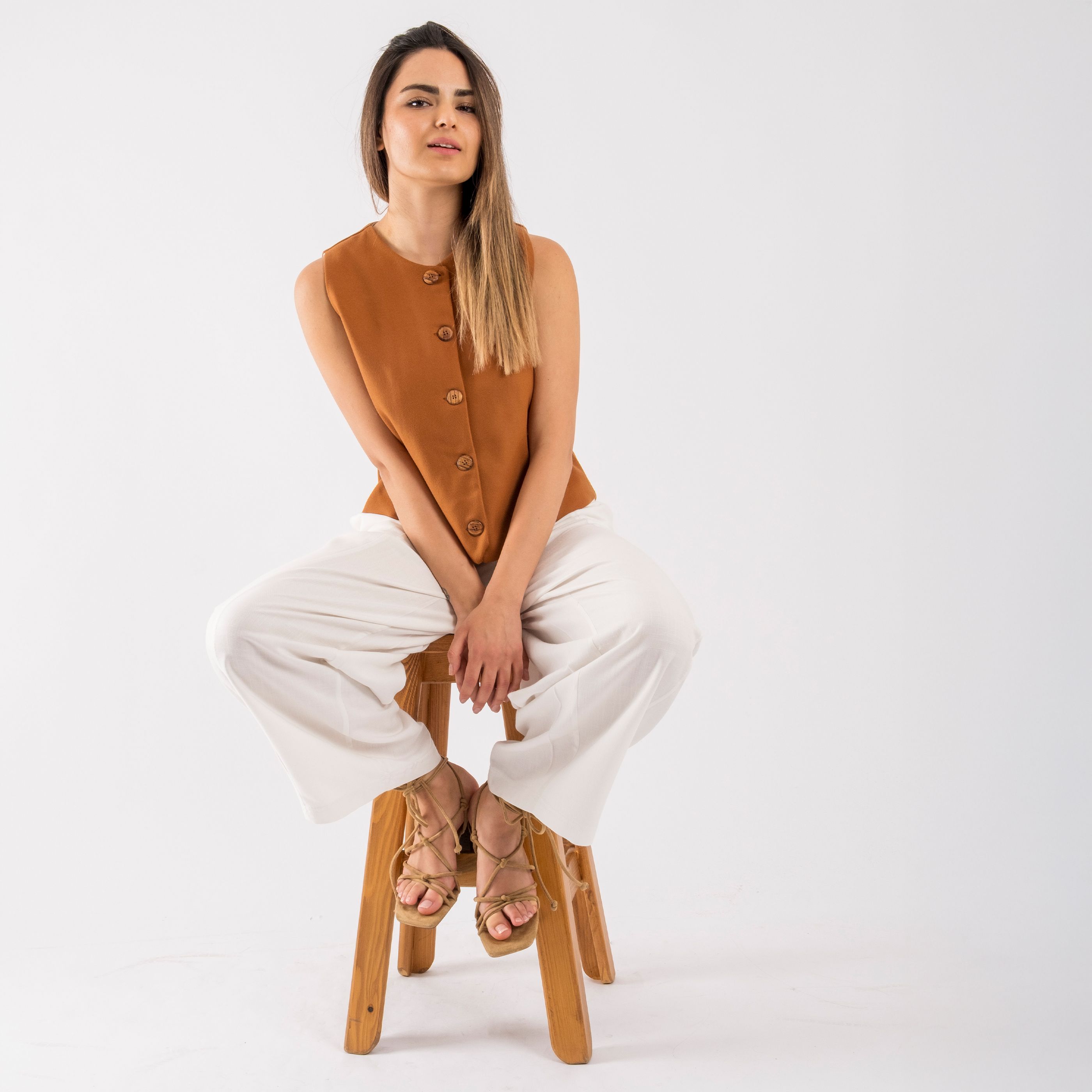 Kaşe Astarlı Yelek - Taba