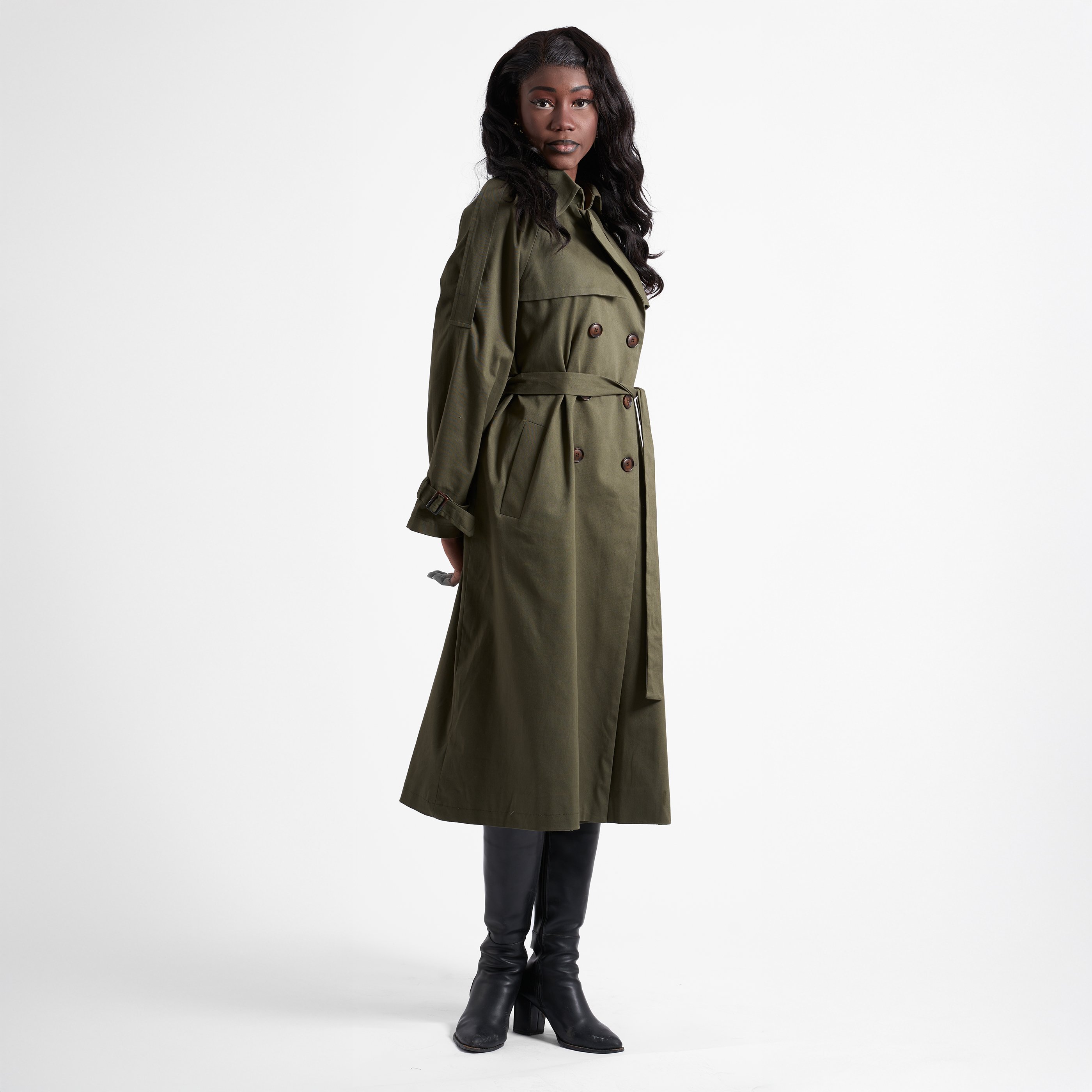 Gabardin Astarlı Trençkot - Haki Yeşil