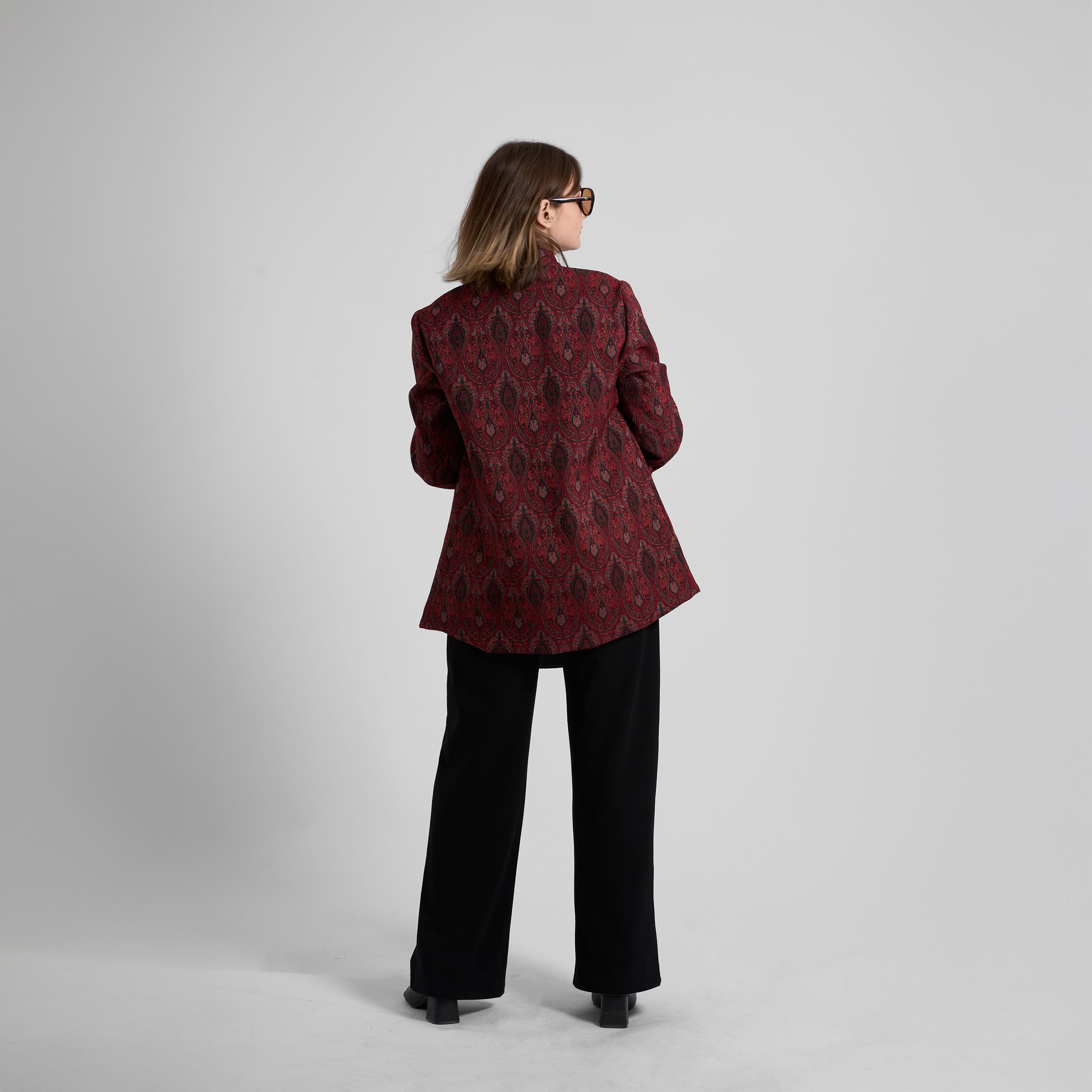 Etnik Desen Çift Çıt Çıtlı Blazer Ceket