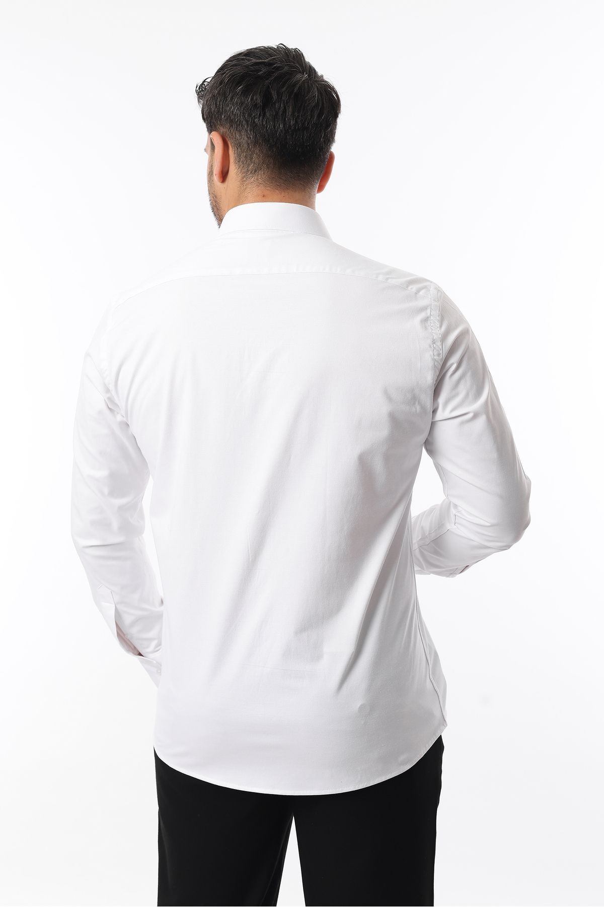 Extra likralı Modern Slim Fit Saten kumaş Uzun Kol Erkek Gömlek