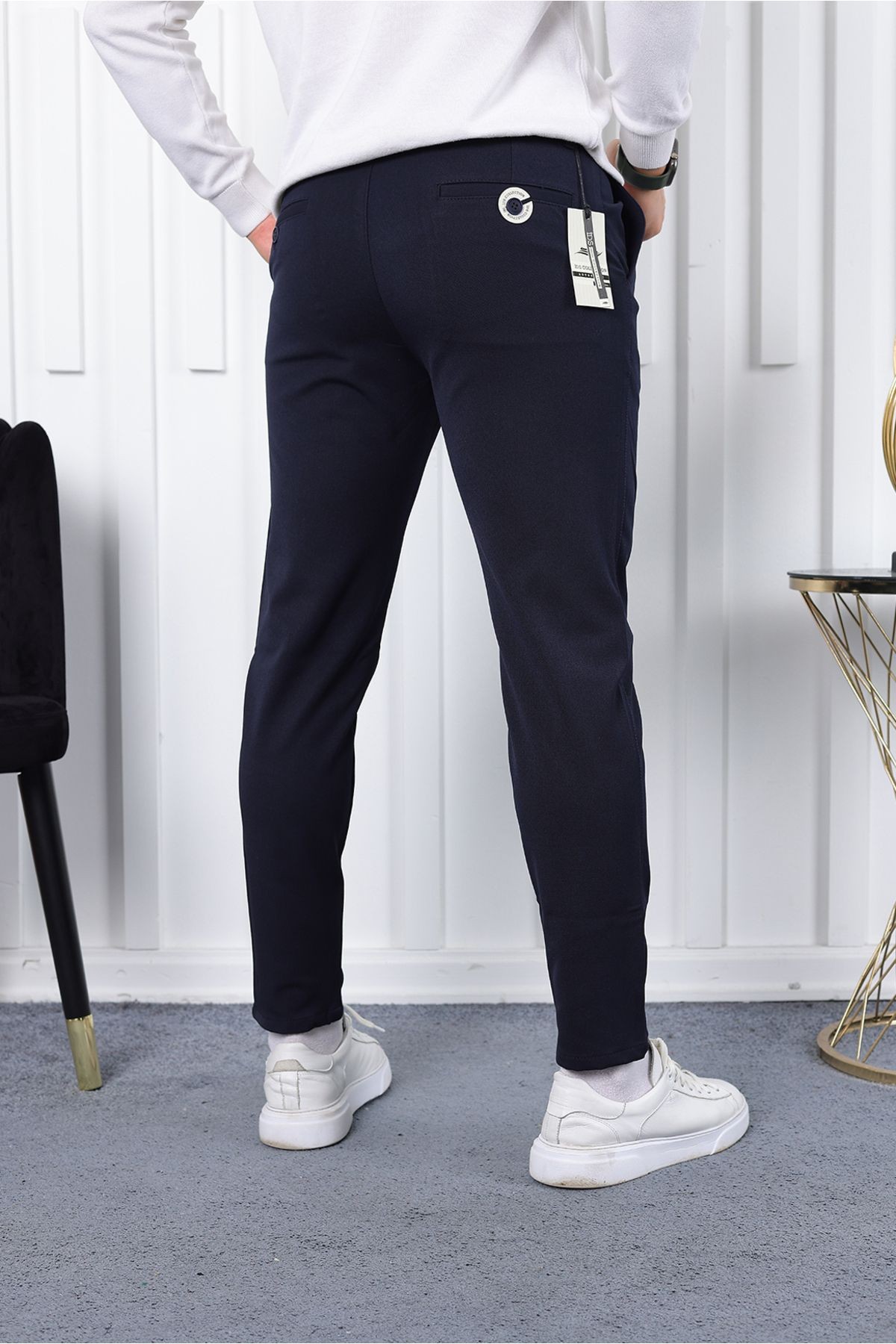 Kışlık  Slim Fit Likralı Kumaş Pantolon - lacivert