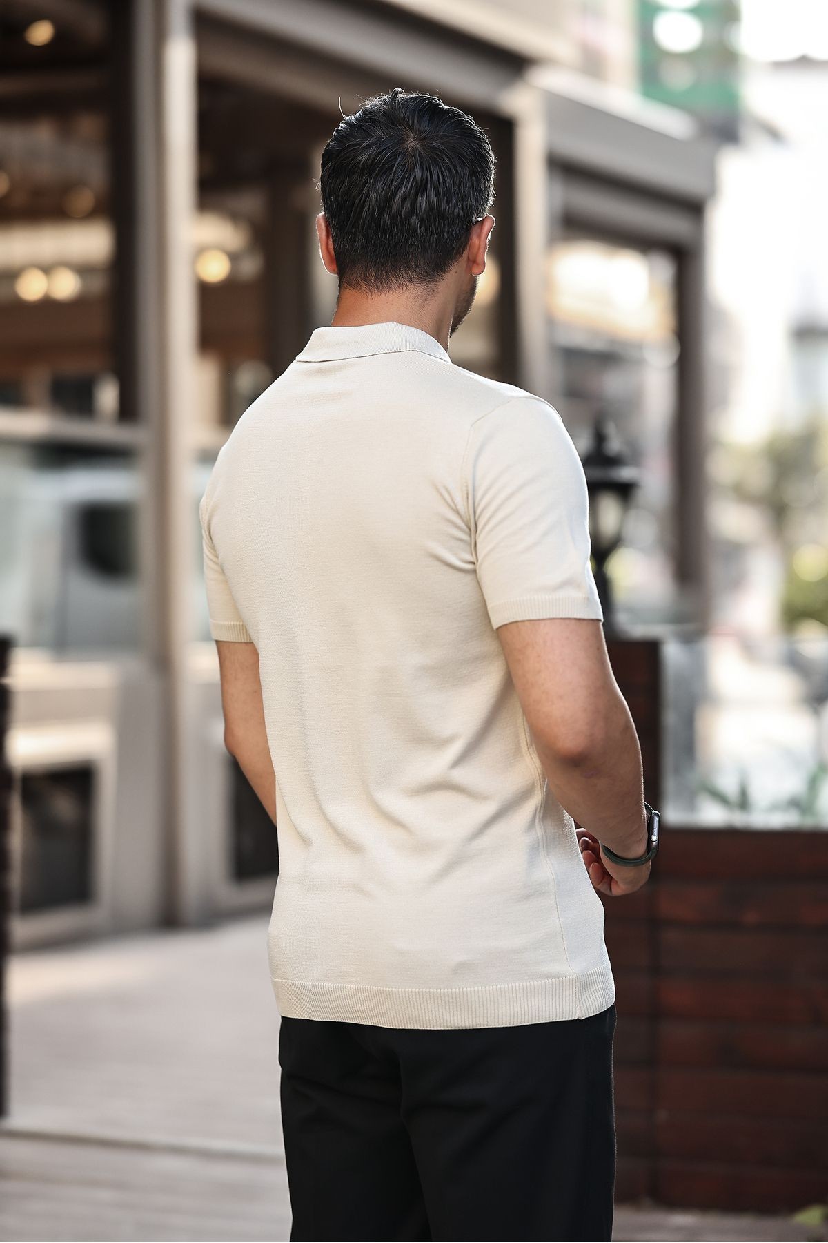 ERKEK VİSKOZ KARIŞIMLI TRİKO POLO T-SHIRT 3 DÜĞMELİ ESNEK VE NEFES ALAN KALİTELİ - bej