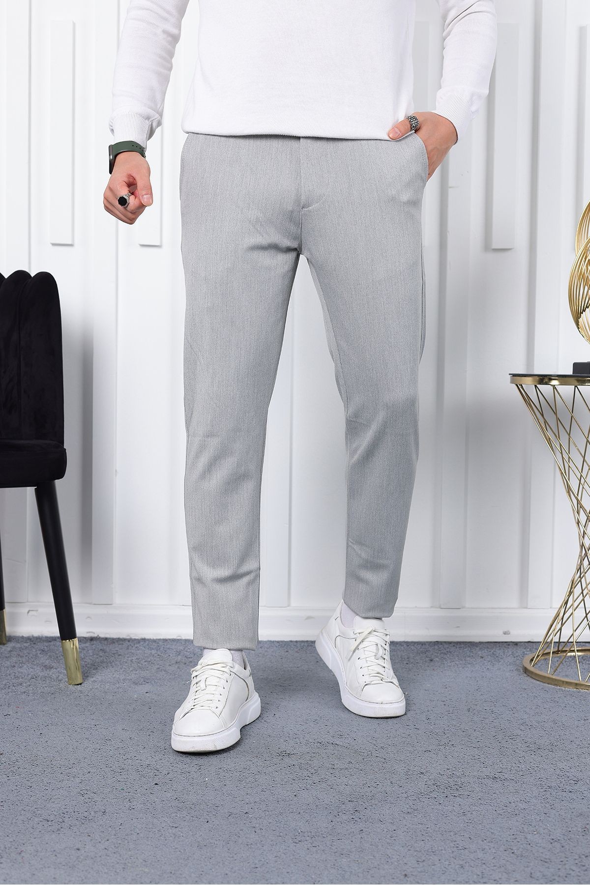 Kışlık  Slim Fit Likralı Kumaş Pantolon