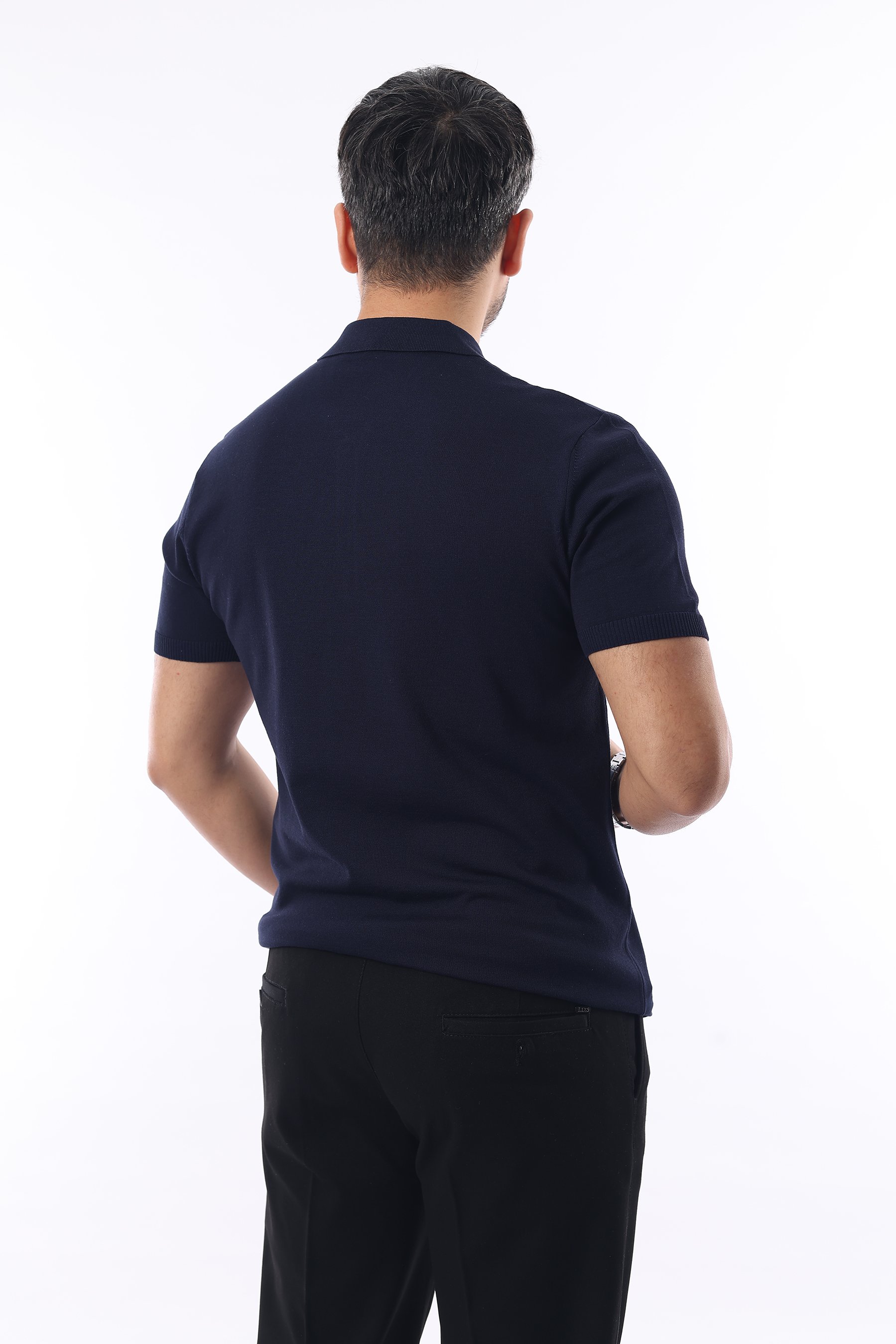 İDS Polo Yaka Triko Örme T-shirt - laci̇vert