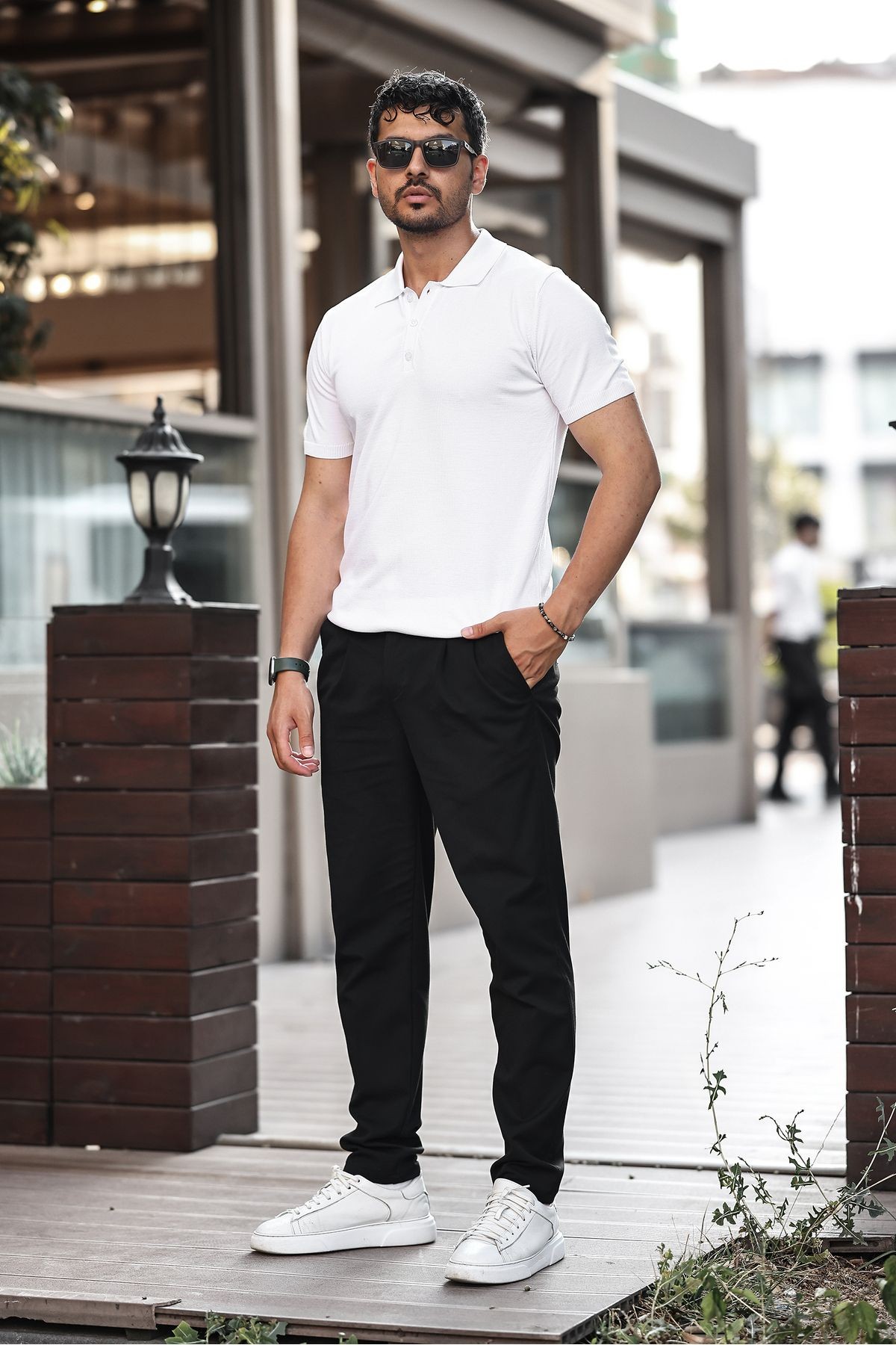 ERKEK VİSKOZ KARIŞIMLI TRİKO POLO T-SHIRT 3 DÜĞMELİ ESNEK VE NEFES ALAN KALİTELİ - beyaz