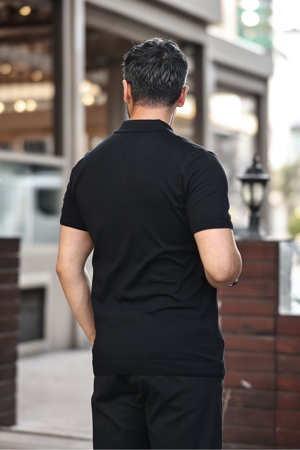 ERKEK VİSKOZ KARIŞIMLI TRİKO POLO T-SHIRT 3 DÜĞMELİ ESNEK VE NEFES ALAN KALİTELİ - si̇yah