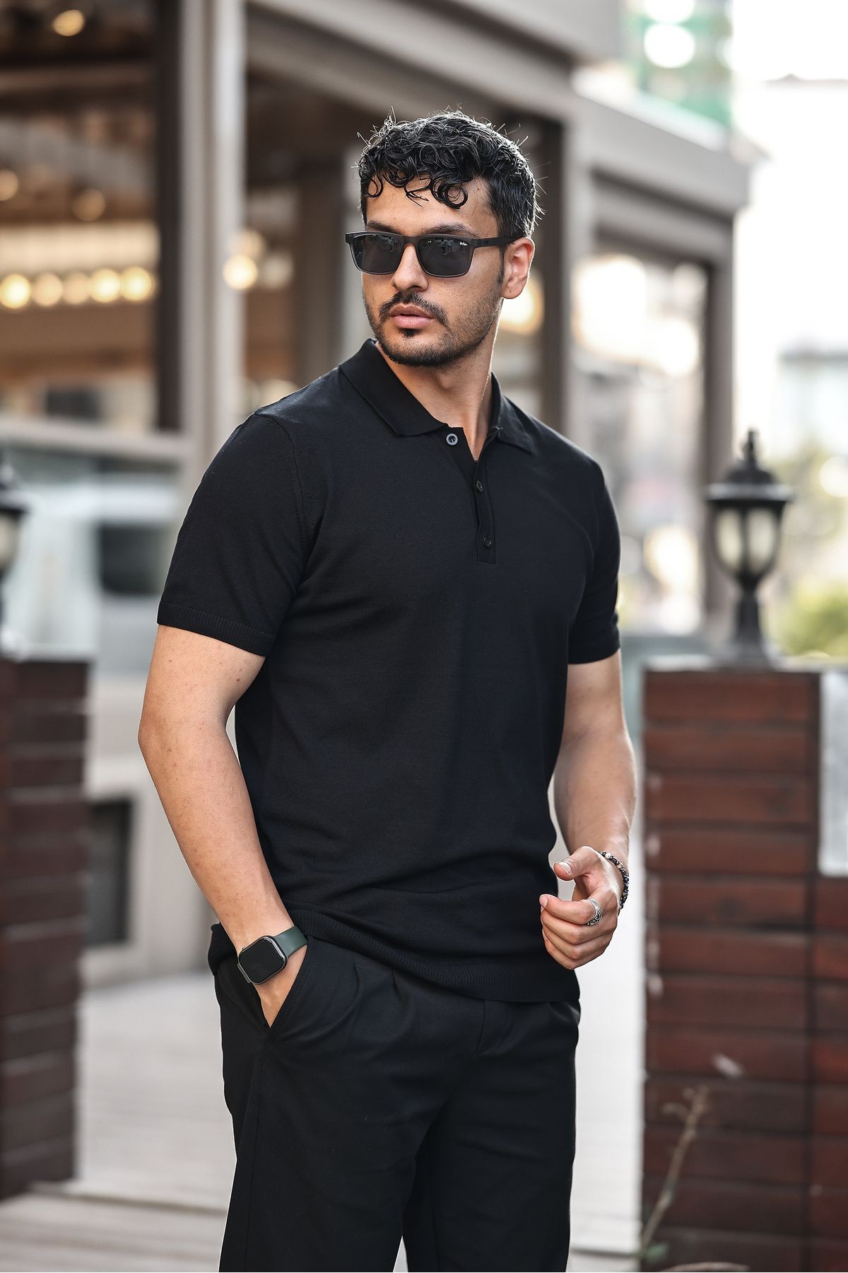 ERKEK VİSKOZ KARIŞIMLI TRİKO POLO T-SHIRT 3 DÜĞMELİ ESNEK VE NEFES ALAN KALİTELİ - si̇yah