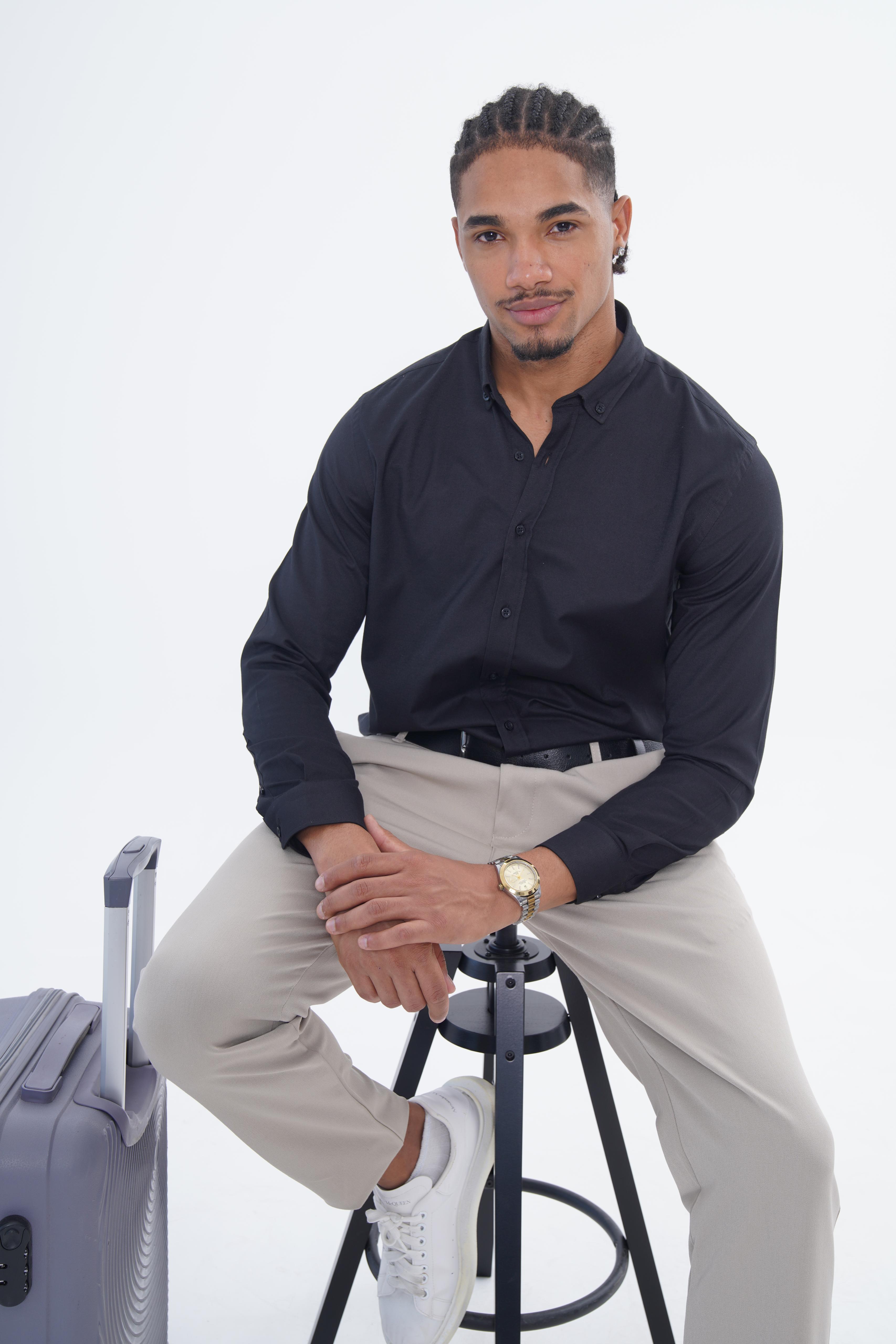 IDS MUSCLE FIT SHIRT - si̇yah