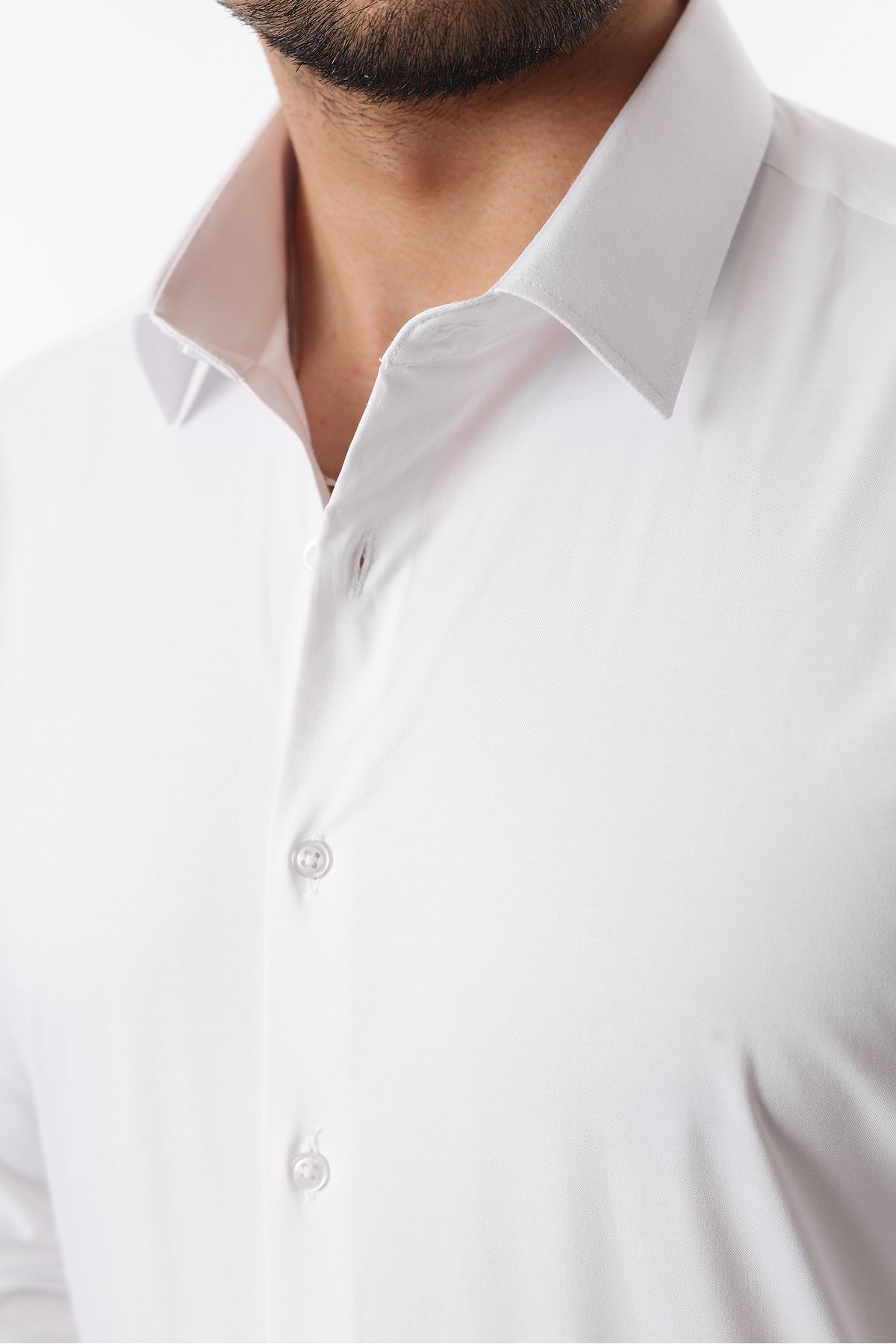 Extra likralı Modern Slim Fit Saten kumaş Uzun Kol Erkek Gömlek