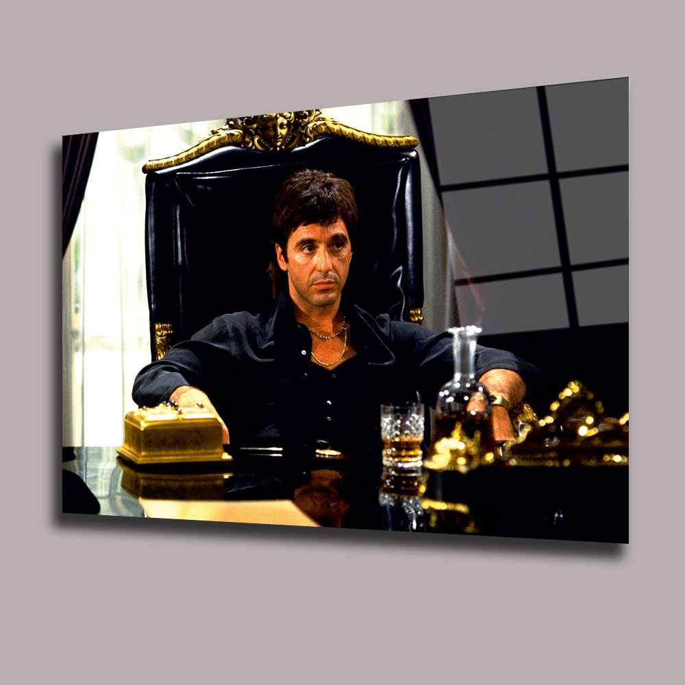 Scarface Tony Montana Alpaçino Sinema Ve Ünlüler Cam Tablo #PCT0927