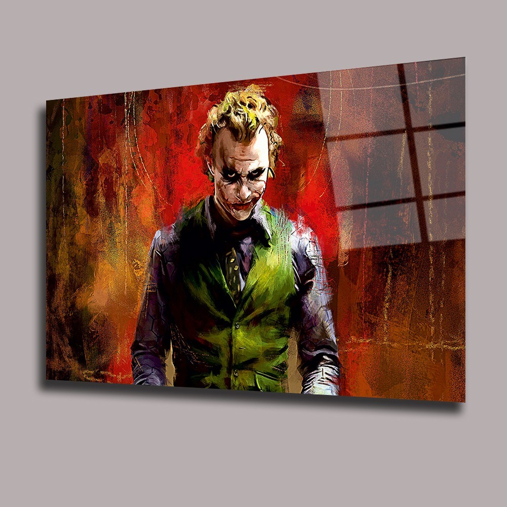 Kırmızı Arka Planda Joker Sinema Ve Ünlüler Cam Tablo #PCT0933