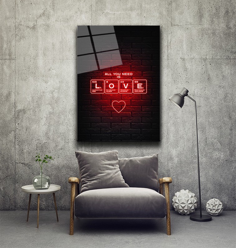 Love Yazılı Led Işık Neon Cam Tablo #PCT0294
