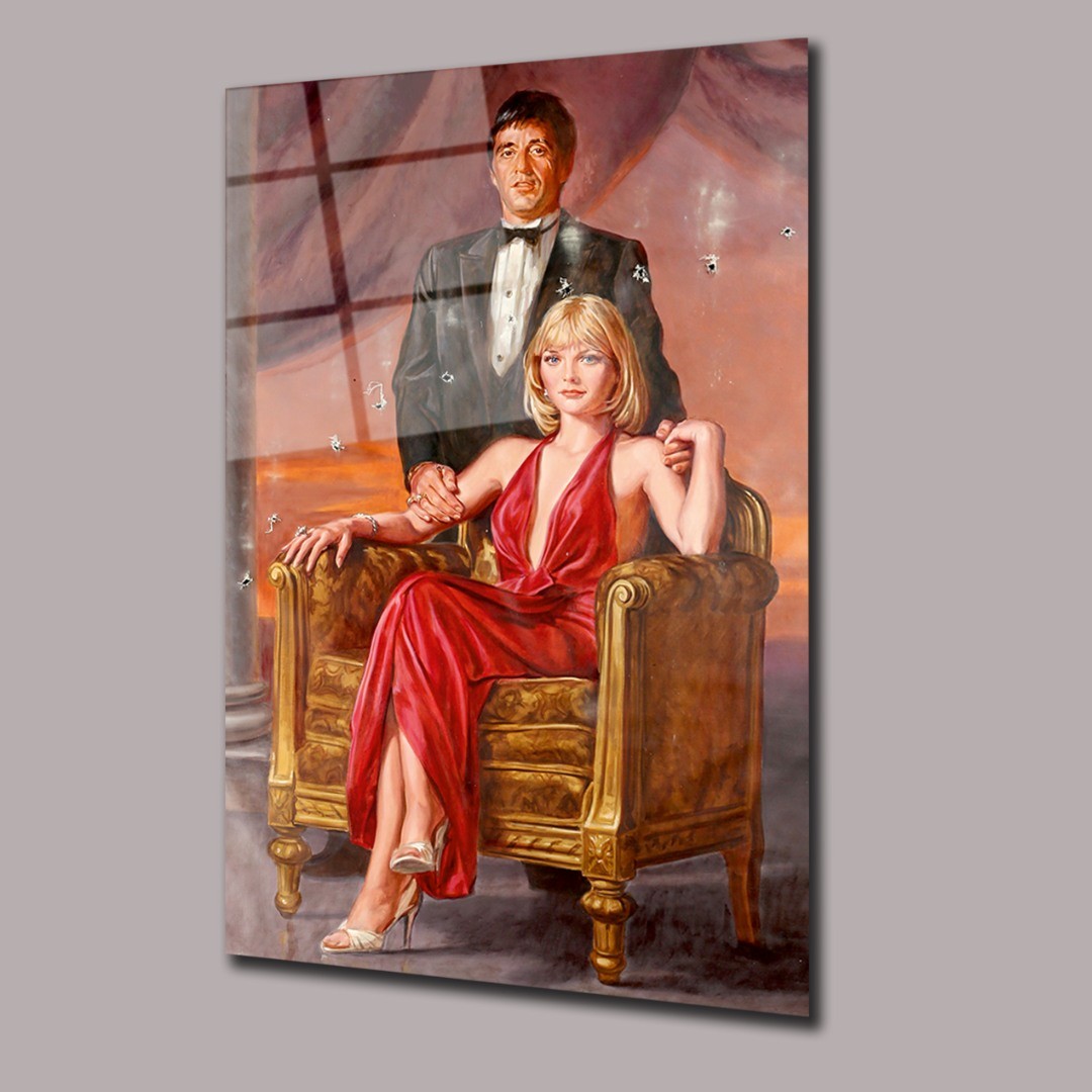 Tony Montana Elvira Hancock Kurşun Detayları Sinema Ve Ünlüler Cam Tablo #PCT0912