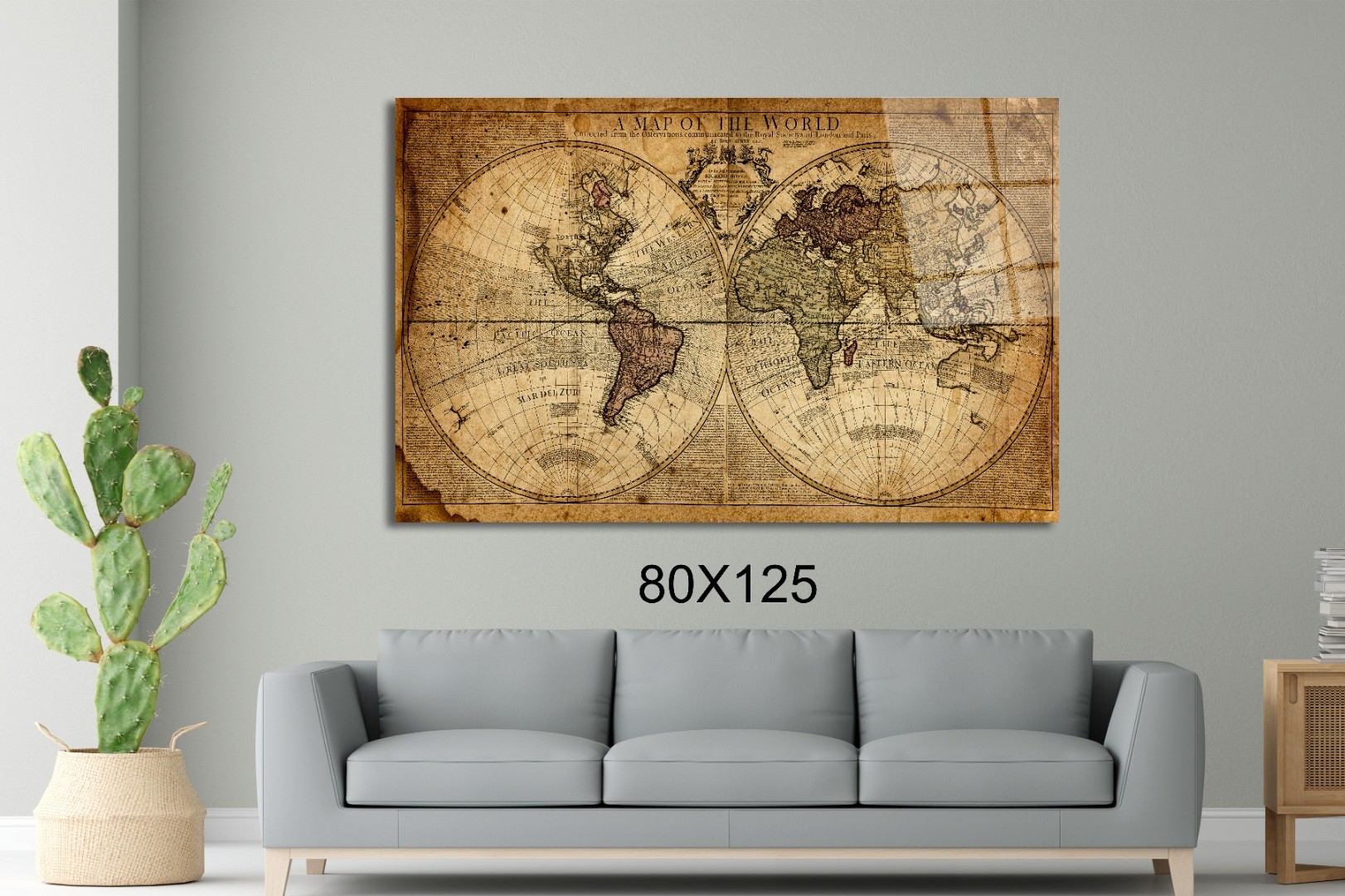 Eski Dünya Haritası Harita Cam Tablo #PCT0626