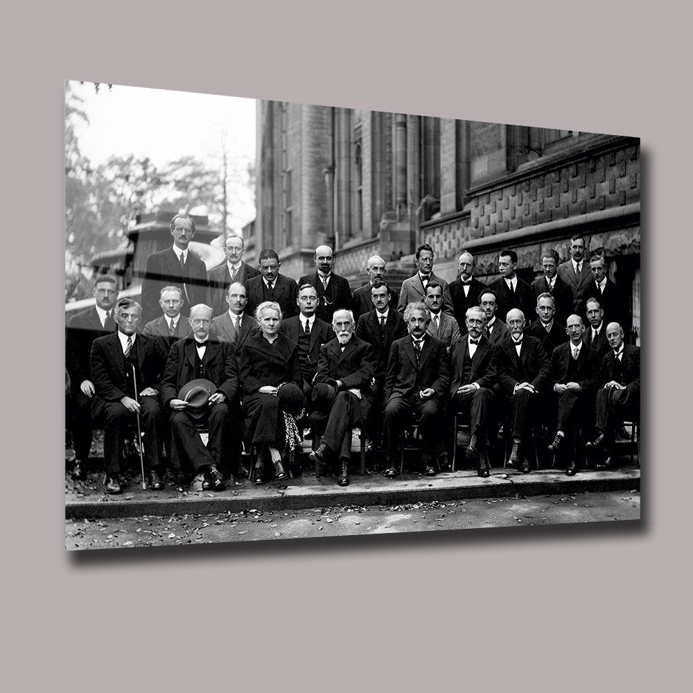 Solvay Konferansı 1927 Uzay Ve Bilim Cam Tablo #PCT0954