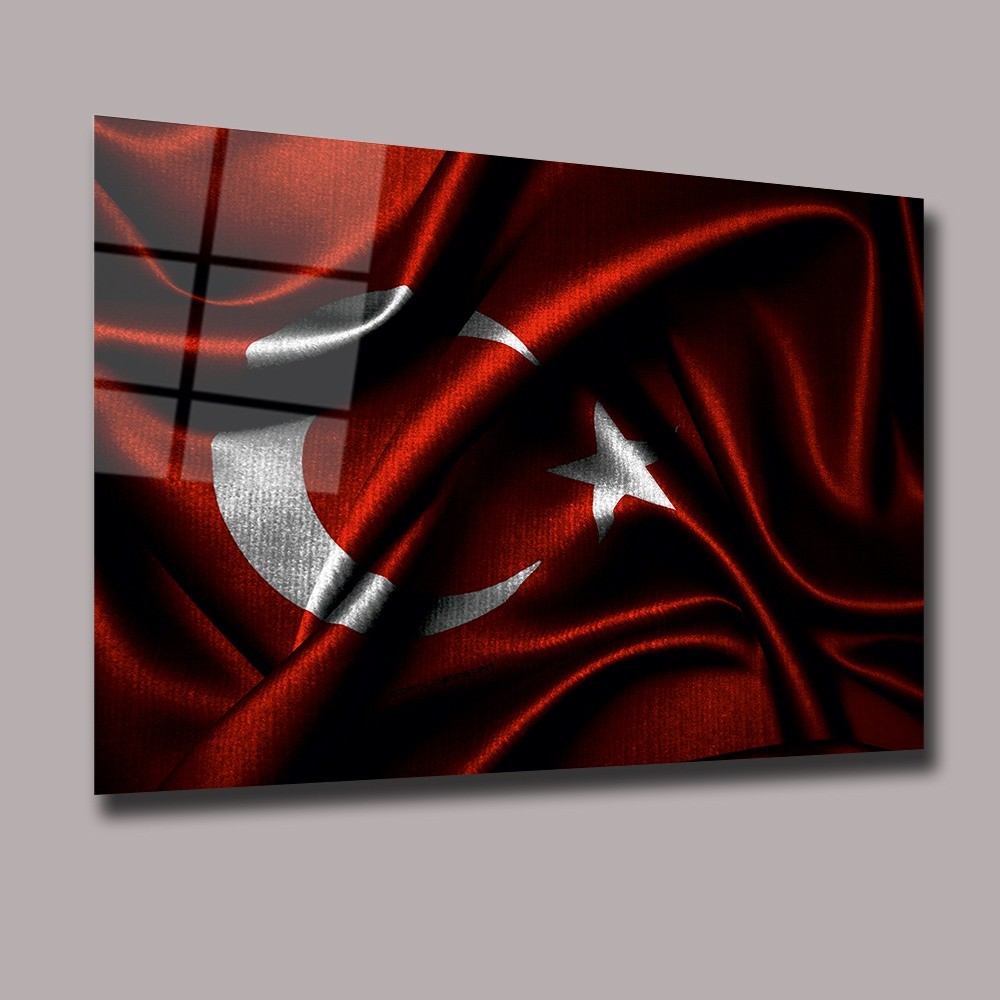 Bayrak 3 Atatürk Ve Türkiye Cam Tablo #PCT0543