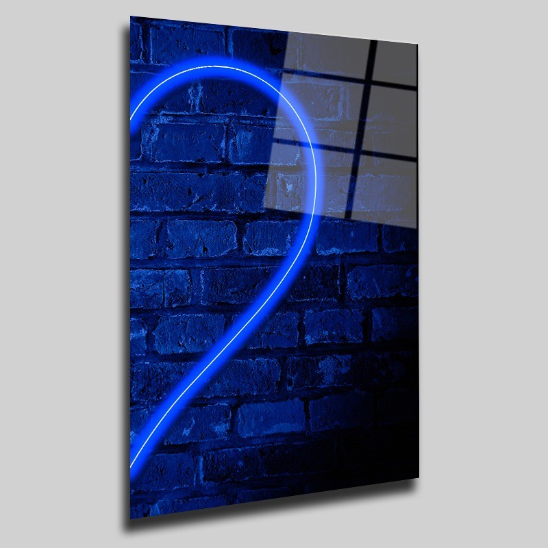 Mavi Led Işıklı Neon Cam Tablo #PCT0311