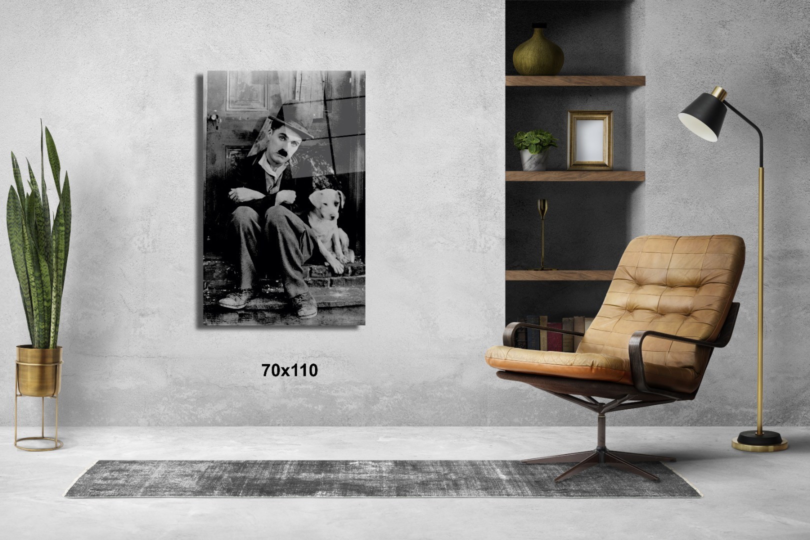 Charlie Chaplin Üzgün Köpek Sinema Ve Ünlüler Cam Tablo #PCT0882