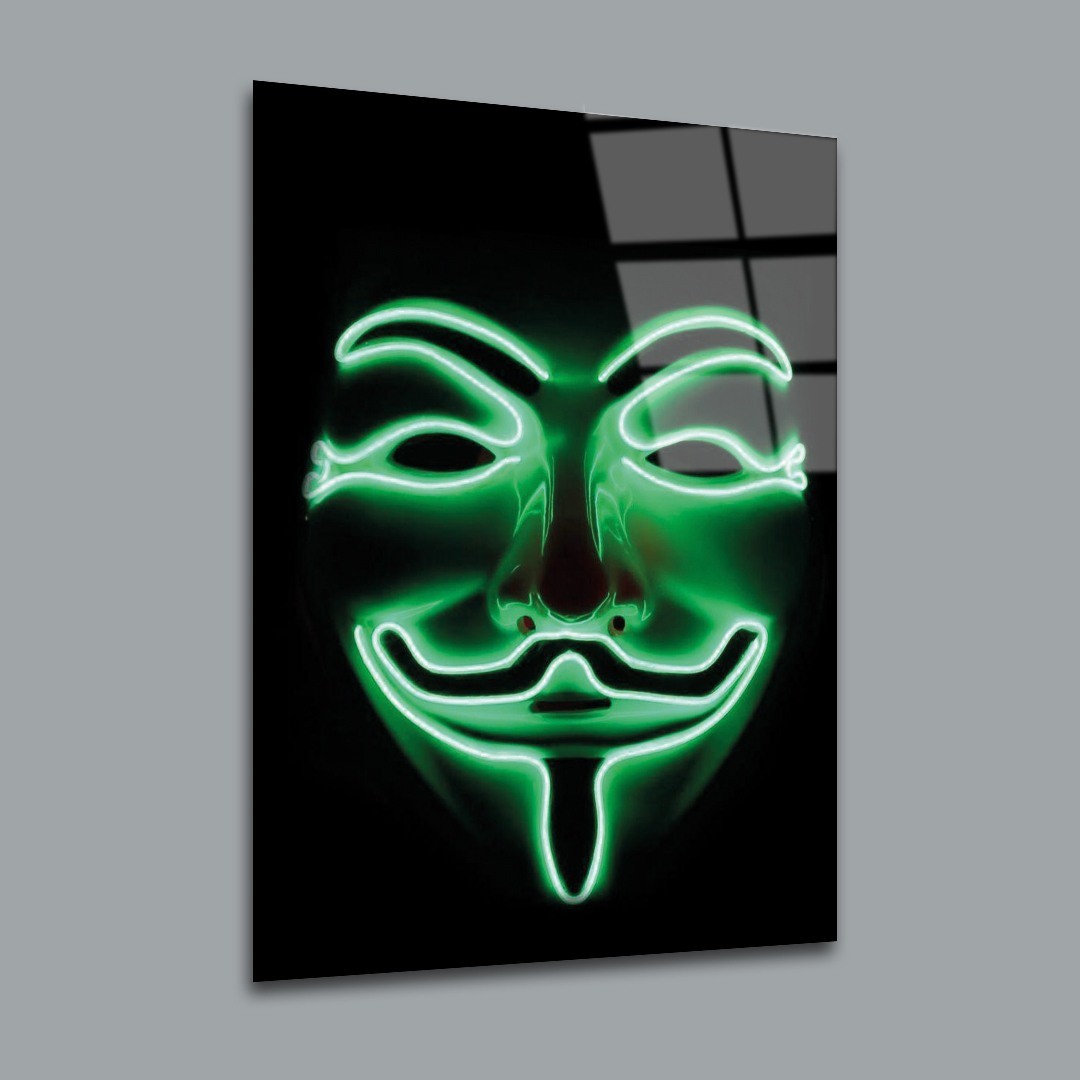 Yeşil Maske Neon Cam Tablo #PCT0200