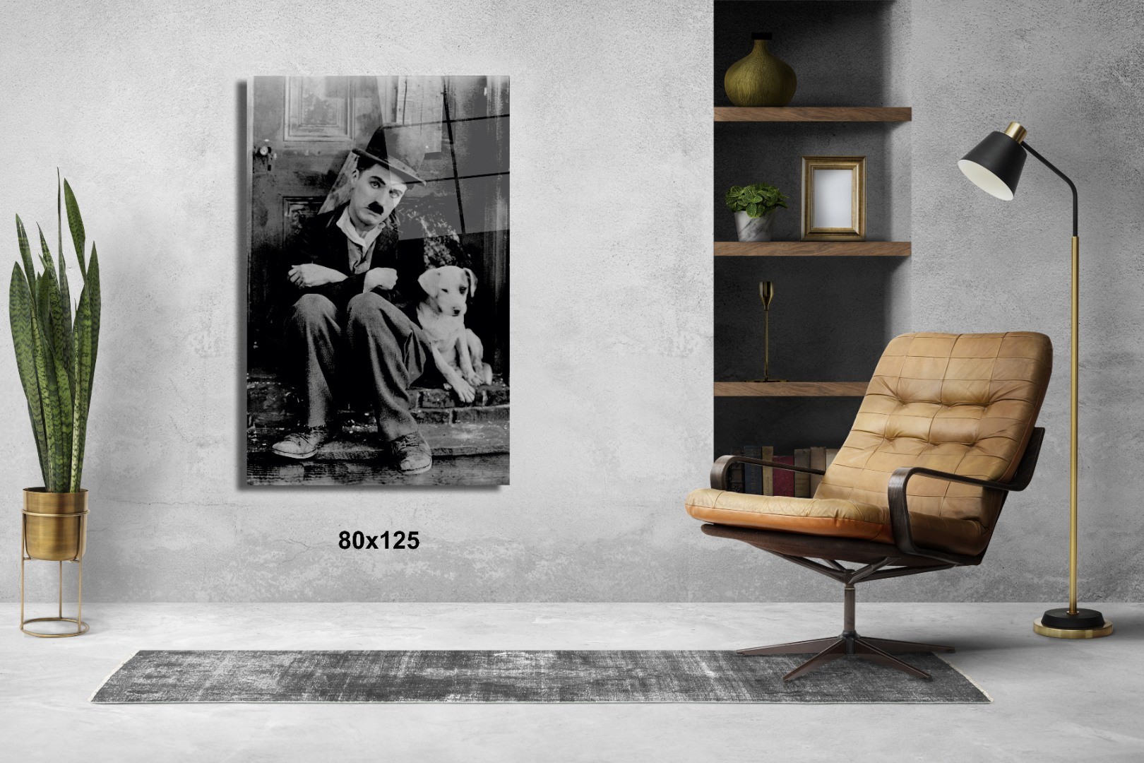 Charlie Chaplin Üzgün Köpek Sinema Ve Ünlüler Cam Tablo #PCT0882