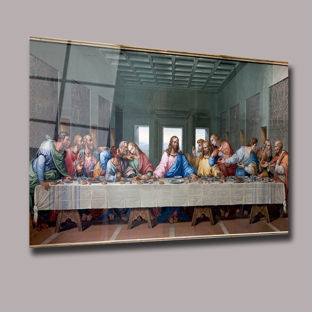 İsa'nın Son Akşam Yemeği Başyapıtlar Cam Tablo #PCT0561