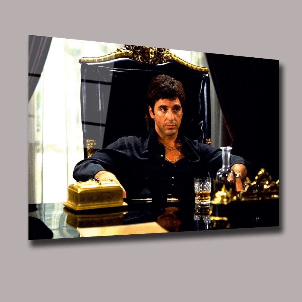 Scarface Tony Montana Alpaçino Sinema Ve Ünlüler Cam Tablo #PCT0927