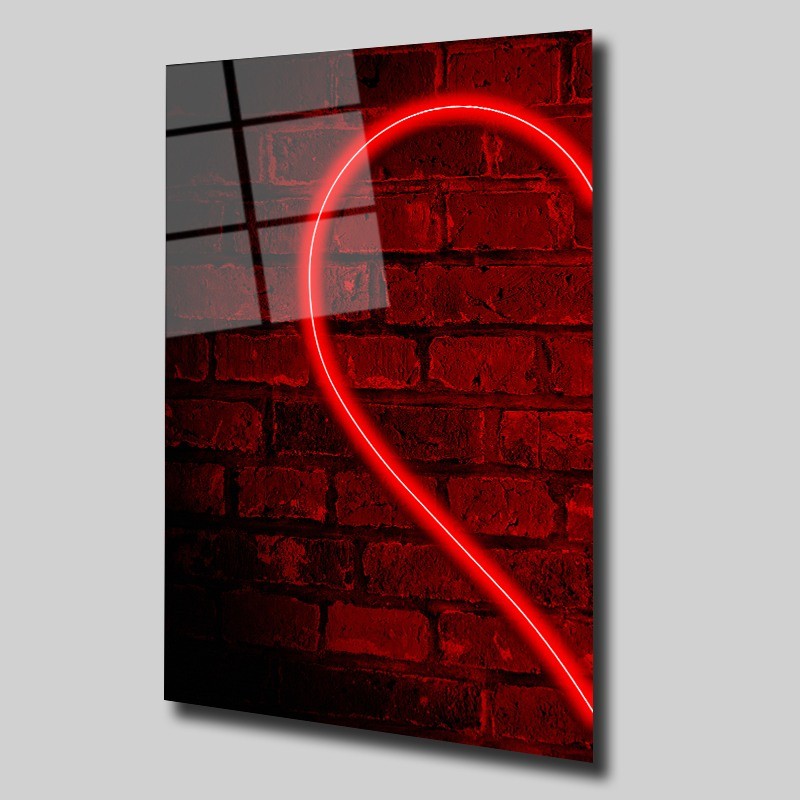 Kırmızı Led Işıklı Neon Cam Tablo #PCT0312