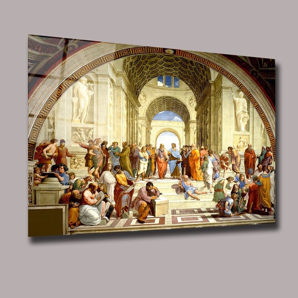 The School of Athens - Raffaello Santi Başyapıtlar Cam Tablo #PCT0576