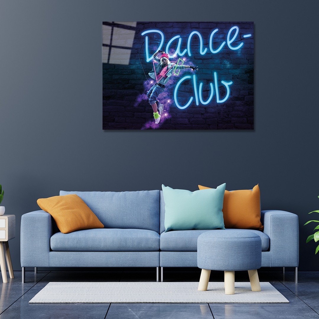 Dance Club Yazılı Karışık Cam Tablo #PCT0144
