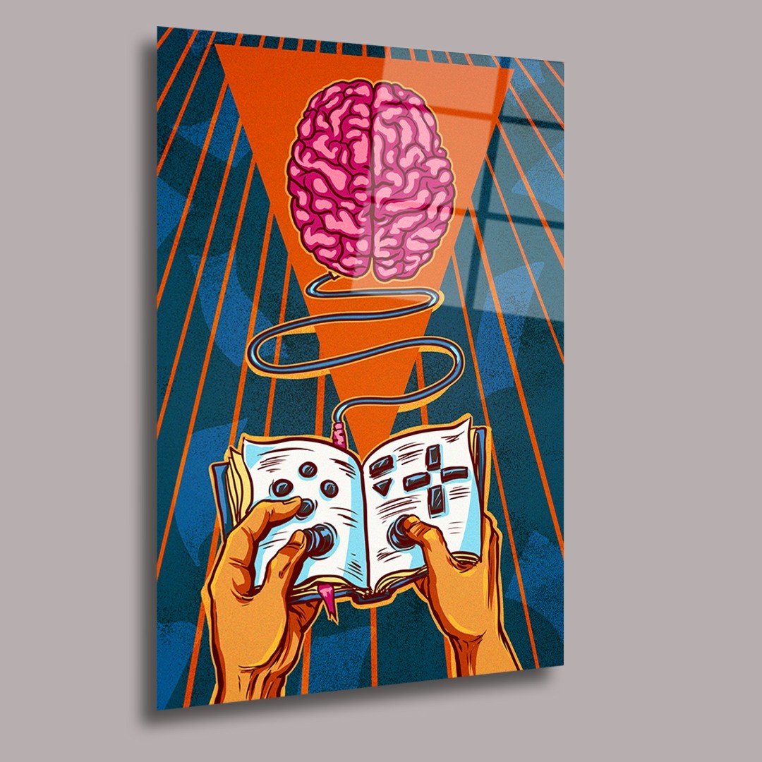 Oyun Kitapçıklı Beyin Resmi Uzay Ve Bilim Cam Tablo #PCT0744