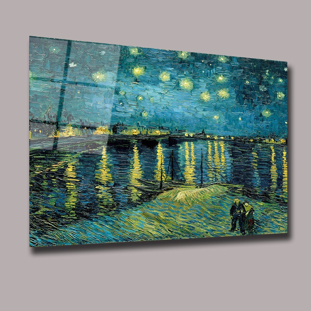 Yıldızlı Geceler -Vincent van Gogh Başyapıtlar Cam Tablo #PCT0570