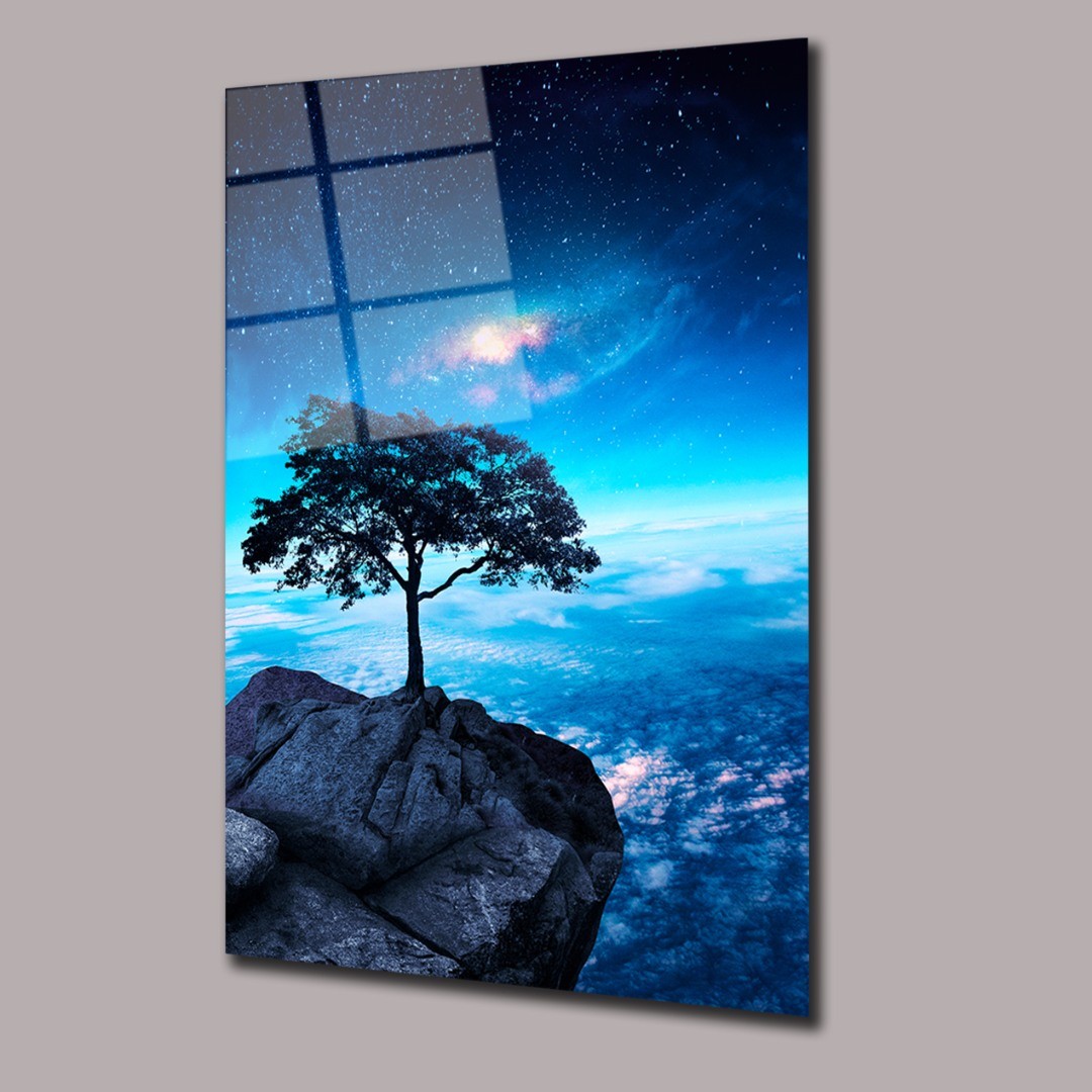Gökyüzü Ve Ağaç Manzara Cam Tablo #PCT0654