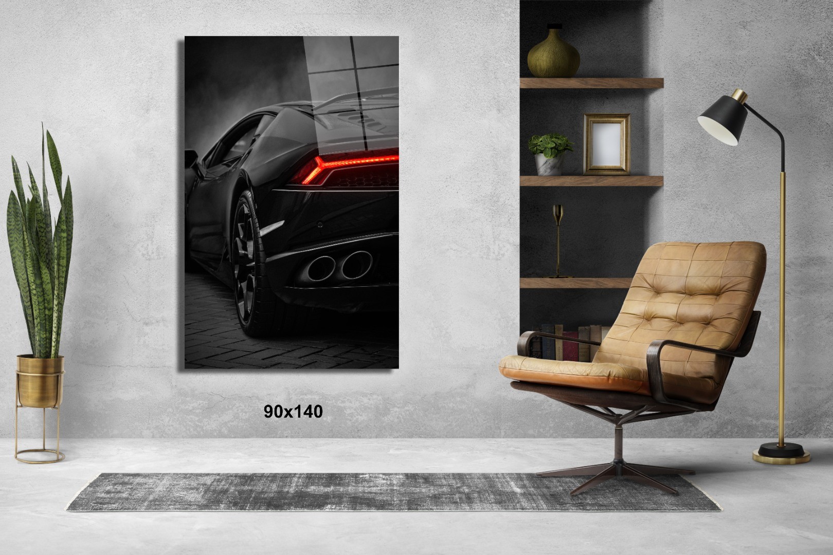 Lamborghini Sol Arka Far Araba Cam Tablo  #PCT0678