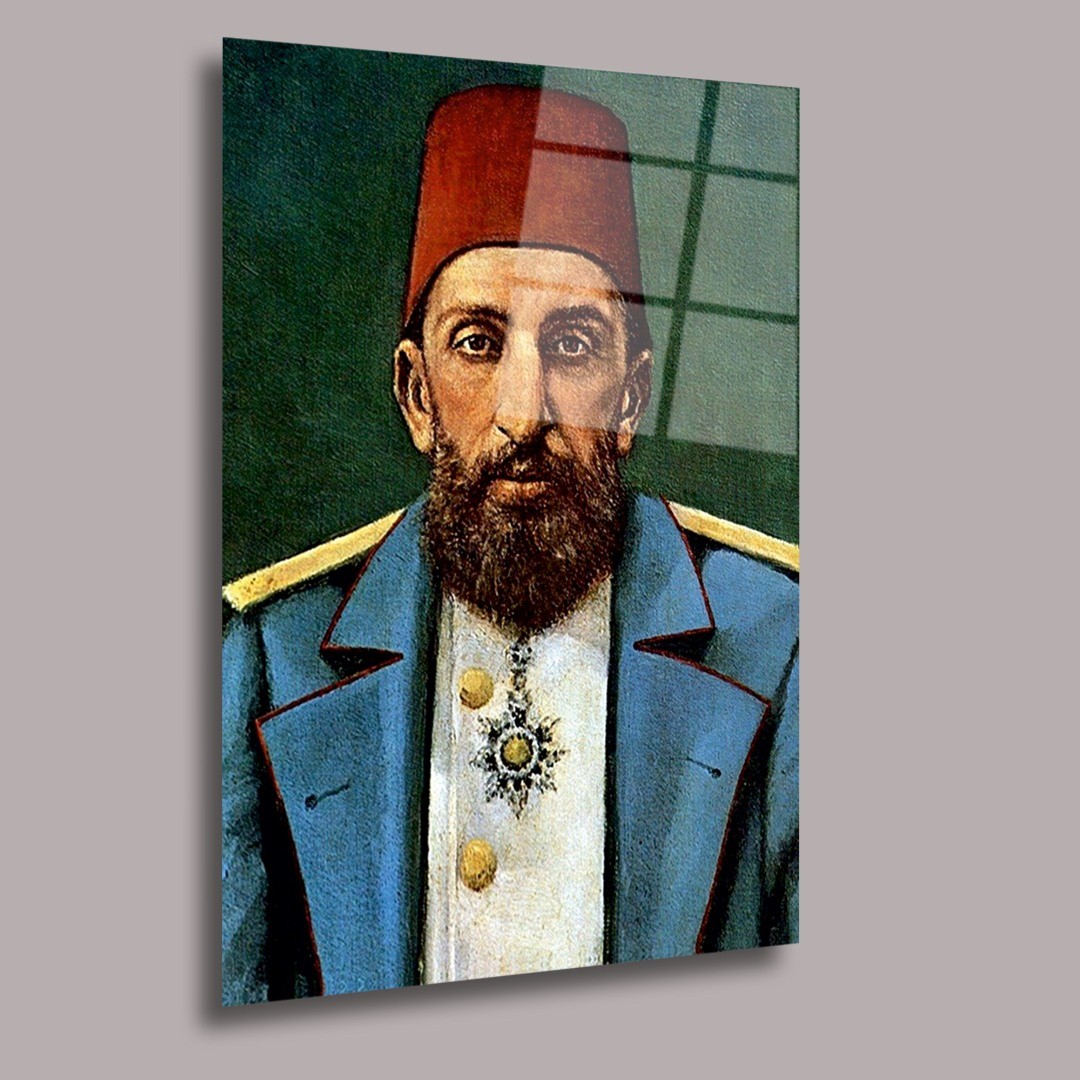Osmanlı Padişahı  II. Abdülhamid Han Arşiv Cam Tablo #PCT0484