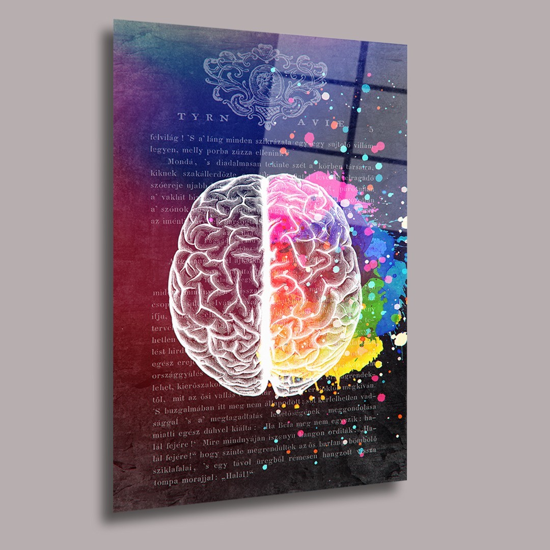 Beyaz Beyin Çizimi Uzay Ve Bilim Cam Tablo #PCT0746