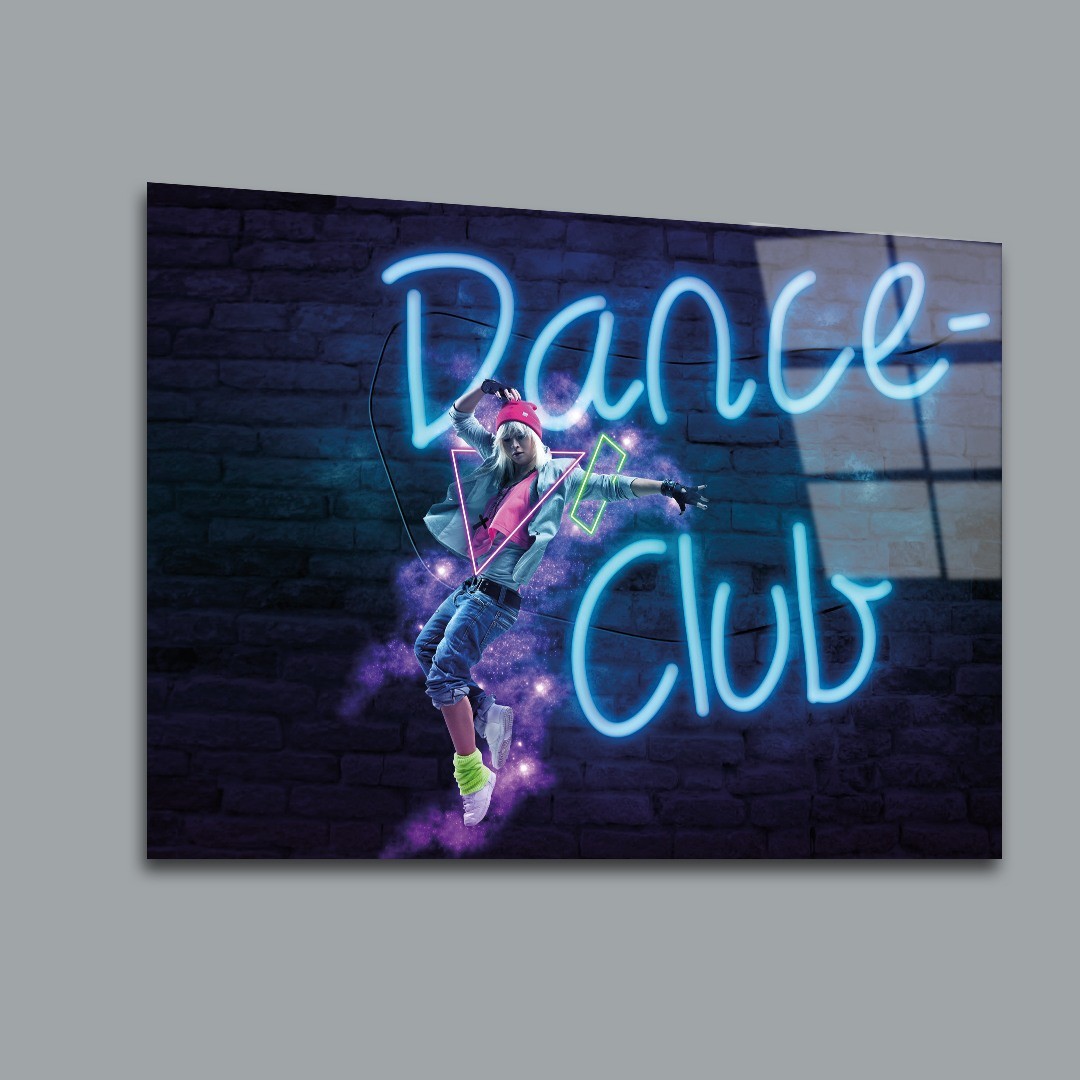 Dance Club Yazılı Karışık Cam Tablo #PCT0144