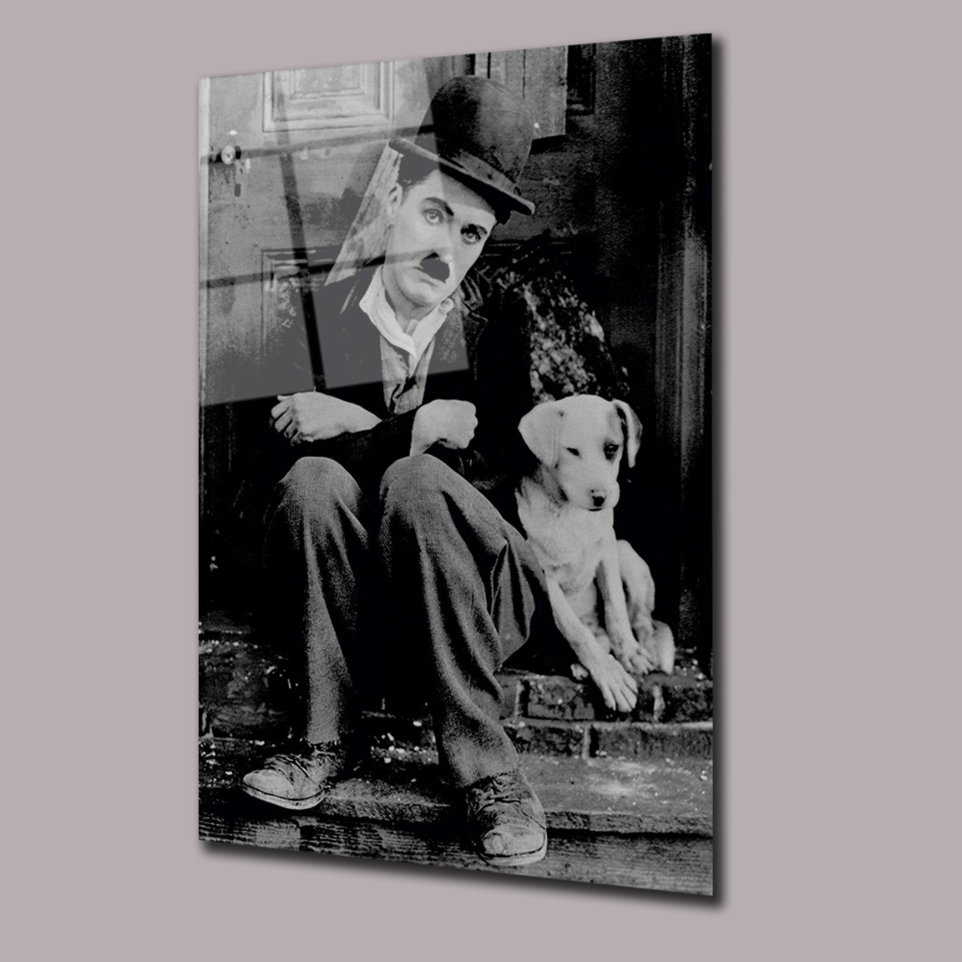 Charlie Chaplin Üzgün Köpek Sinema Ve Ünlüler Cam Tablo #PCT0882
