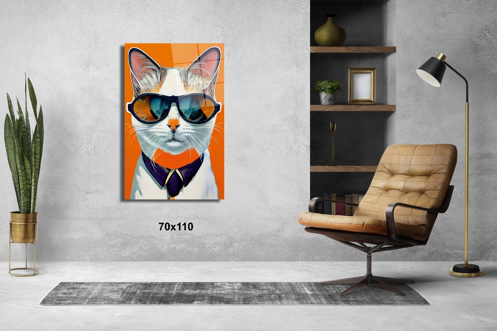 Gözlüklü Kedi 2 Hayvanlar Alemi Cam Tablo #PCT0601