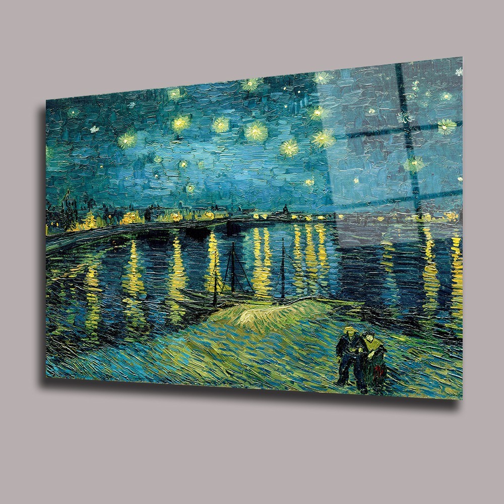 Yıldızlı Geceler -Vincent van Gogh Başyapıtlar Cam Tablo #PCT0570