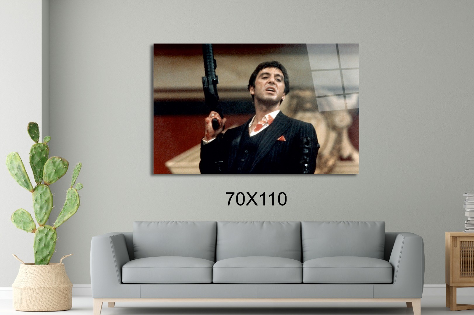 Scarface- Tony Montana Makinalı Sinema Ve Ünlüler Cam Tablo #PCT0943