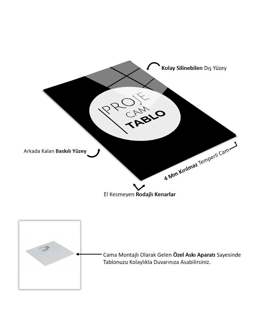 3 Boyutlu Rakamlı Karışık Cam Tablo #PCT0206
