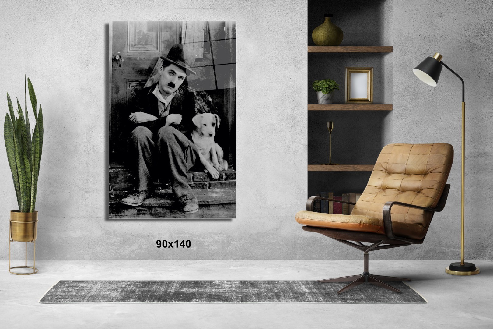 Charlie Chaplin Üzgün Köpek Sinema Ve Ünlüler Cam Tablo #PCT0882