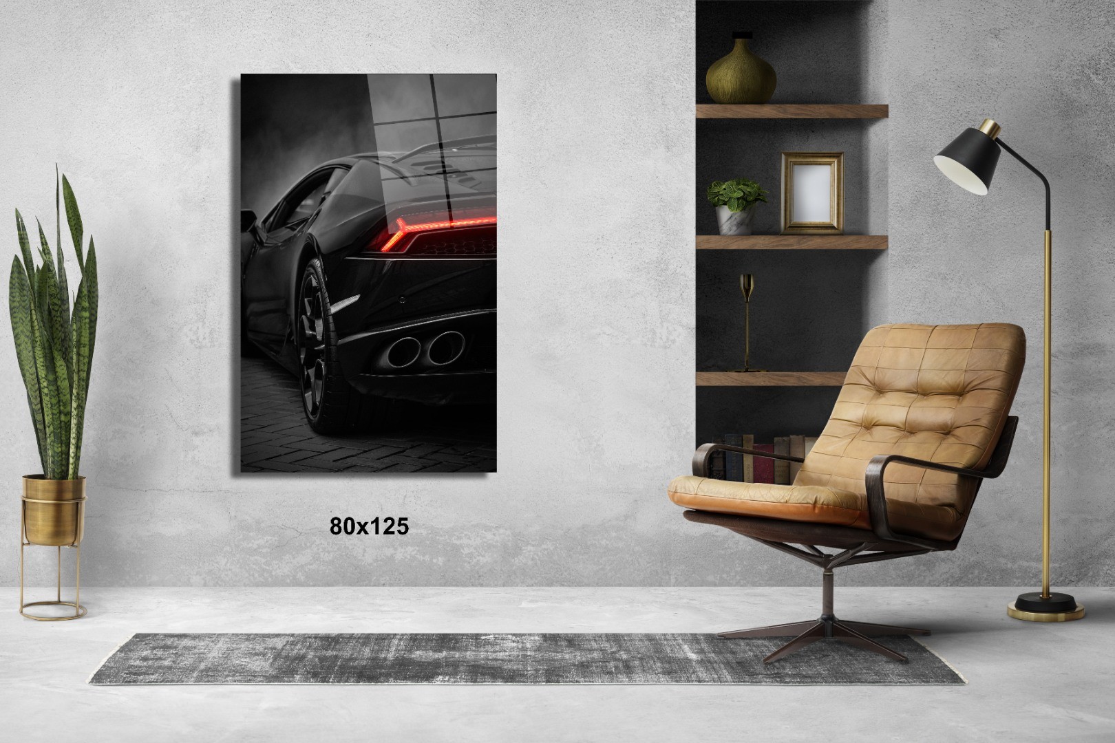 Lamborghini Sol Arka Far Araba Cam Tablo  #PCT0678