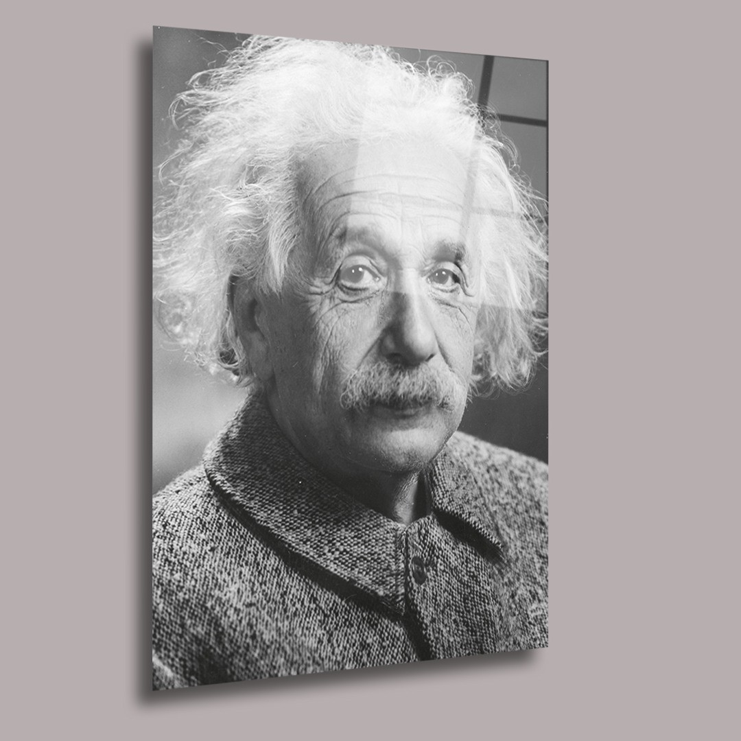 Dağınık Saçlı Albert Einstein Uzay Ve Bilim Cam Tablo #PCT0949