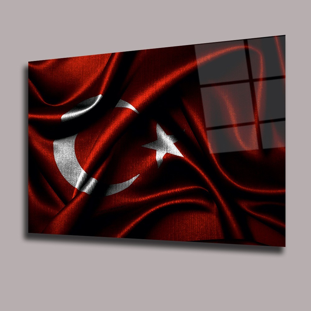 Bayrak 3 Atatürk Ve Türkiye Cam Tablo #PCT0543