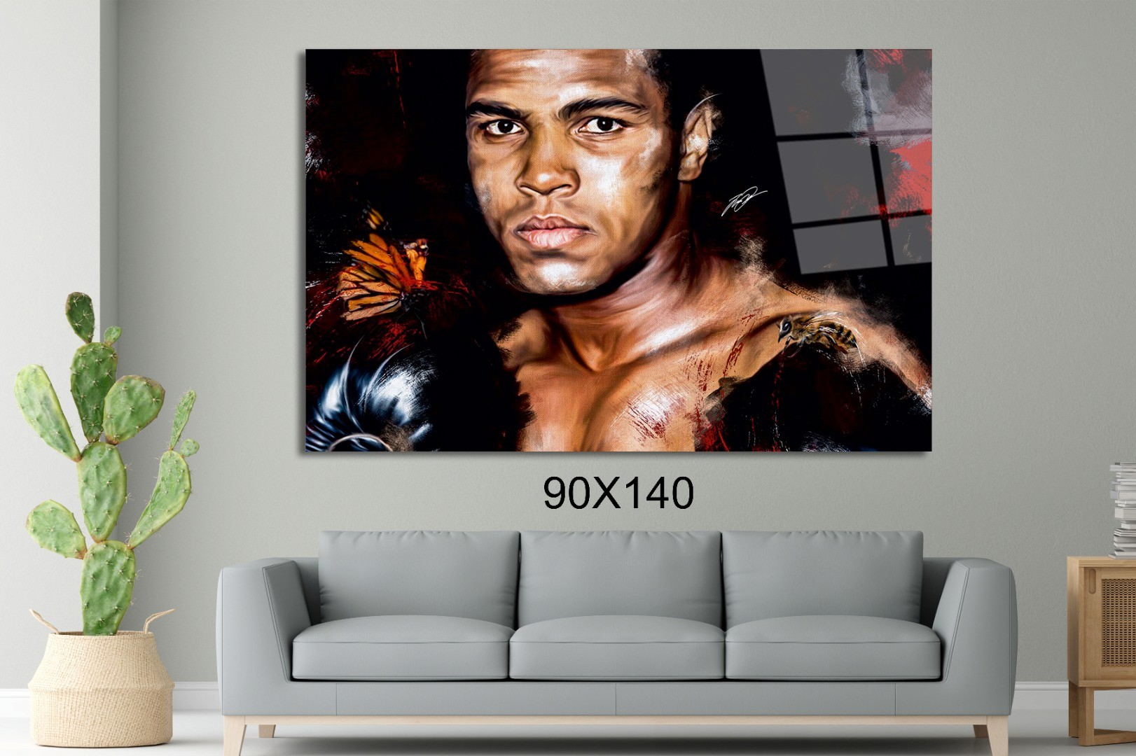 Muhammad Ali Arı ve Kelebek Detayı Sinema Ve Ünlüler Cam Tablo #PCT0929
