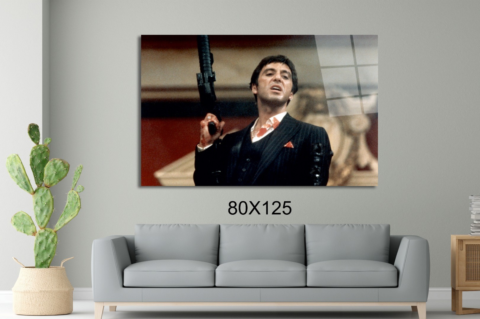 Scarface- Tony Montana Makinalı Sinema Ve Ünlüler Cam Tablo #PCT0943