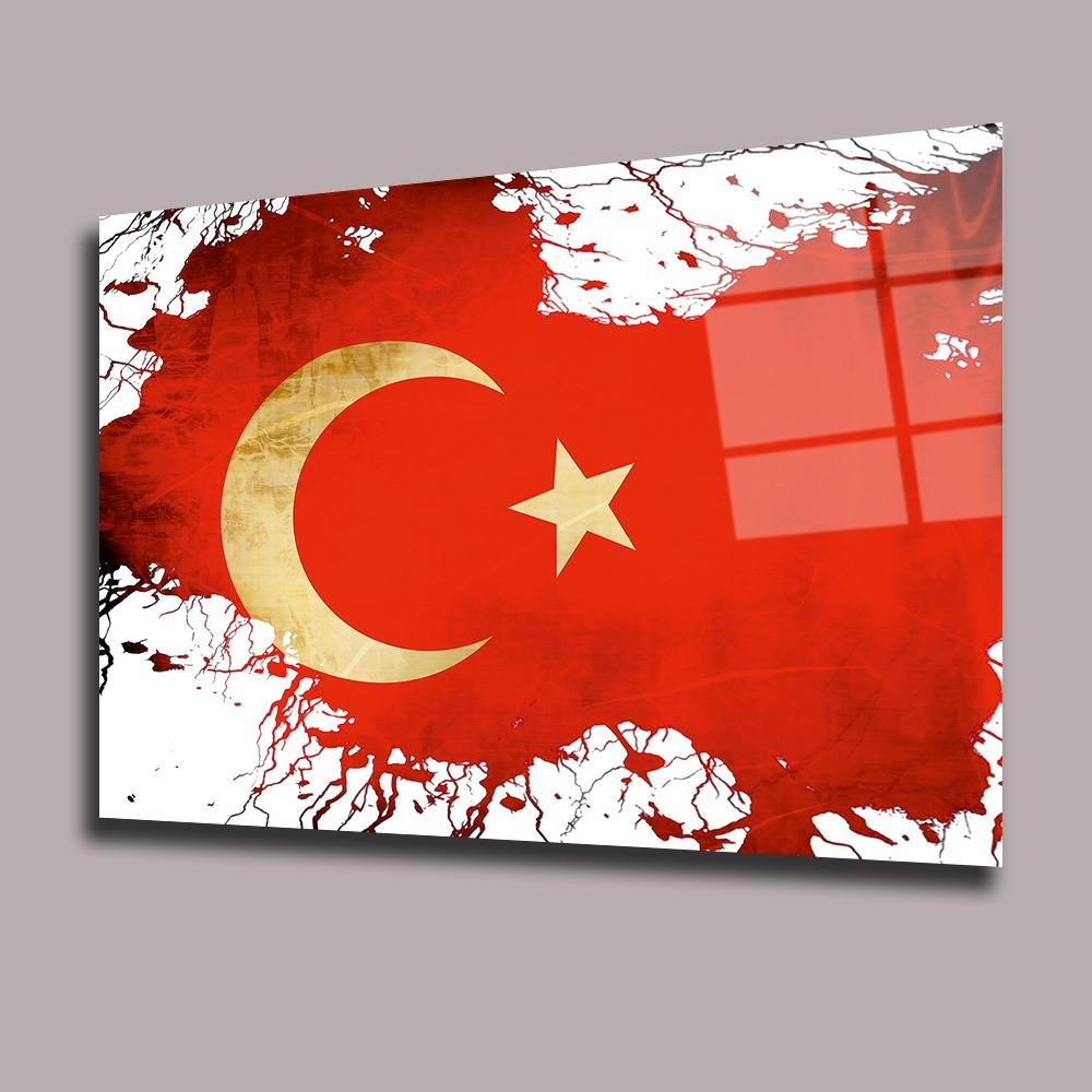 Bayrak 4 Atatürk Ve Türkiye Cam Tablo #PCT0544